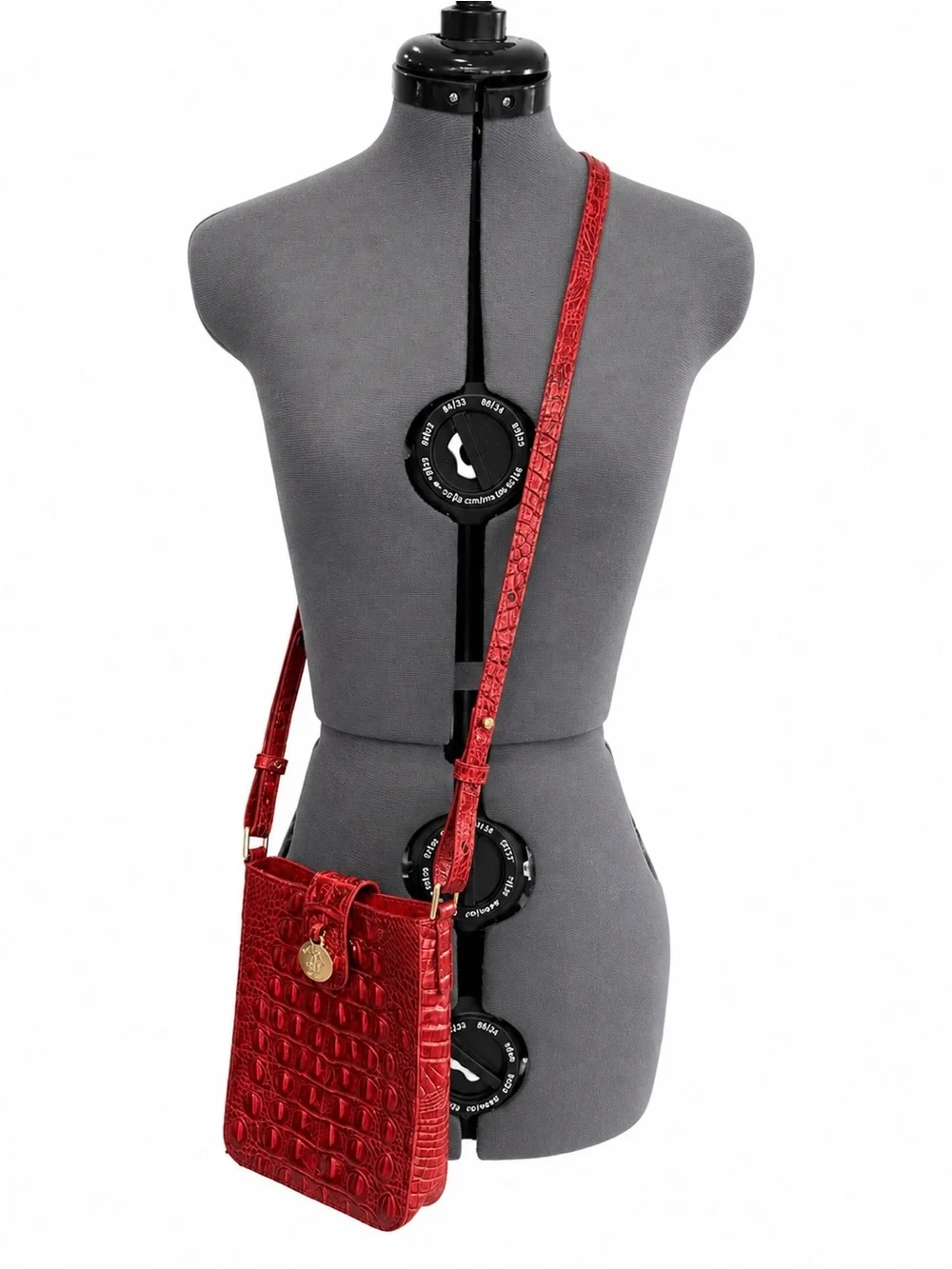 Brahmin Red Croc-Embossed Crossbody Phone Bag
